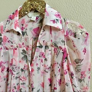 McGinn for Nordstrom Sheer Floral Blouse